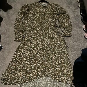 Lush green floral women’s size large high low midi dress